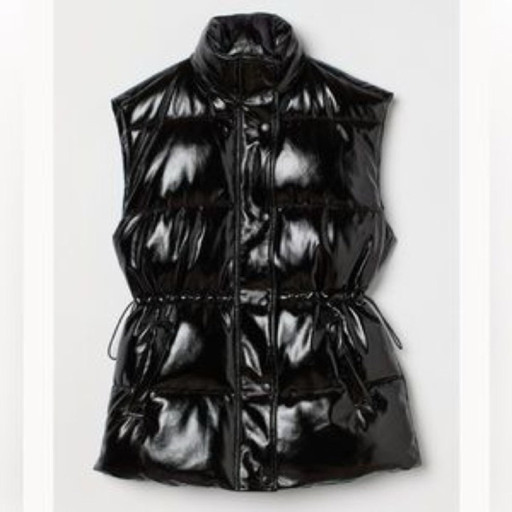 H&M Shiny Black Puffer Vest Gilet Divided size XXS extra extra small Women’s - Picture 5 of 9